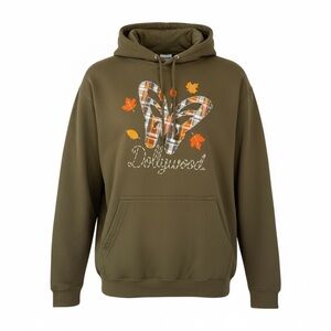 Dollywood women’s olive green pullover hoodie w/a butterfly Medium PTP 22” NWT